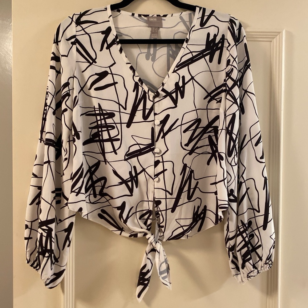 ASOS Black and White Abstract Blouse